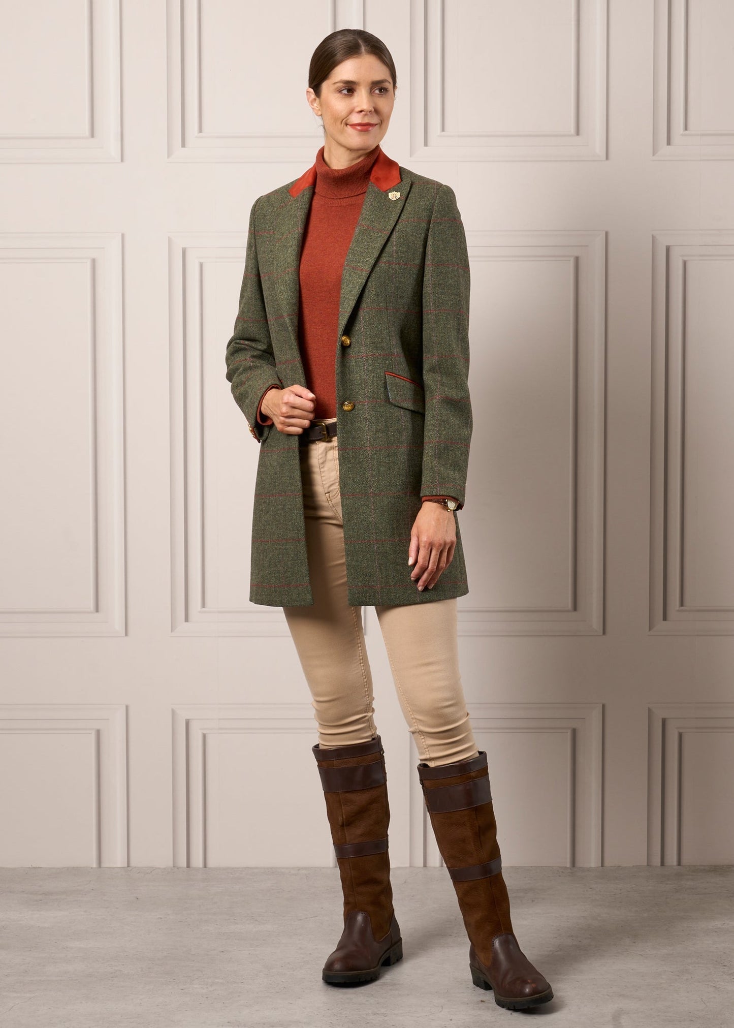 Combrook Ladies Mid-Thigh Coat In Heath