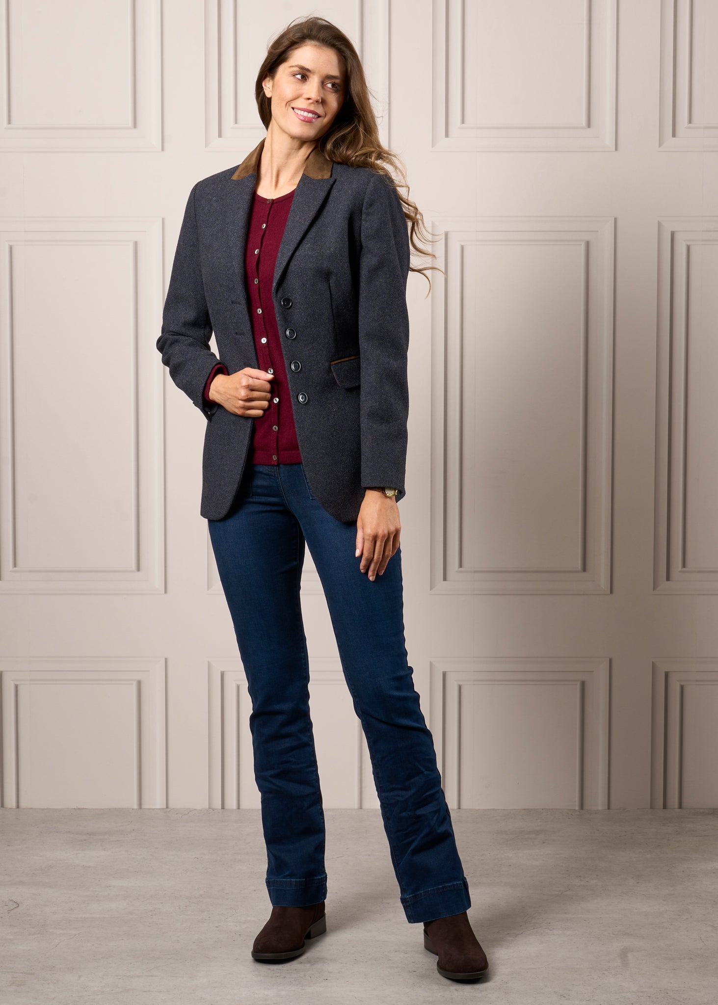 Surrey Ladies Tweed Blazer In Blue