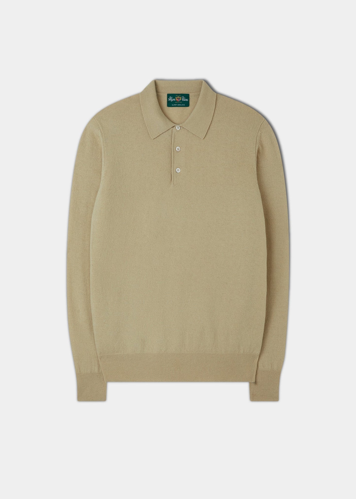 Long Sleeve Polo Shirt in Natural