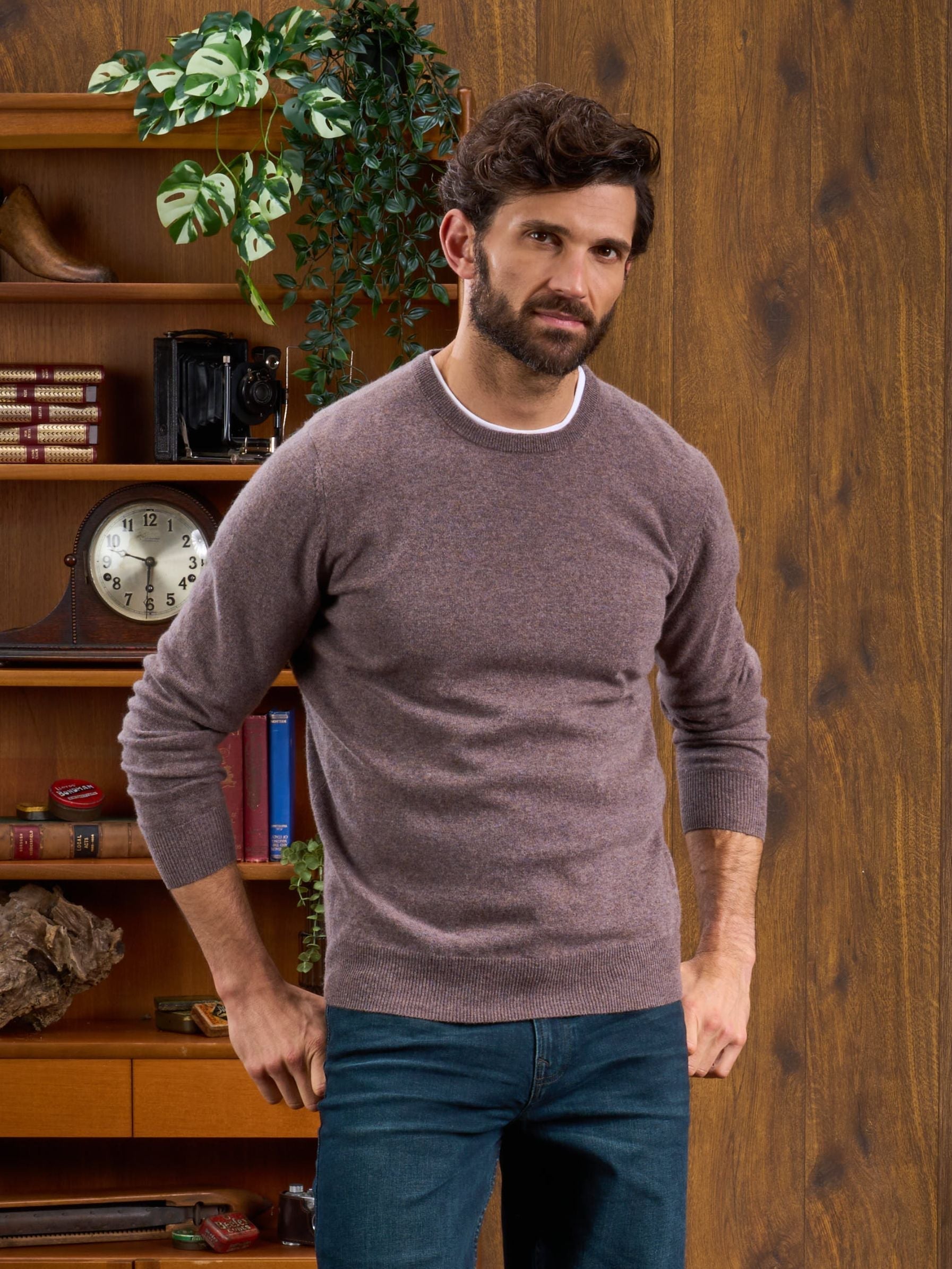 Geelong Crew Neck Jumper In Mahogany