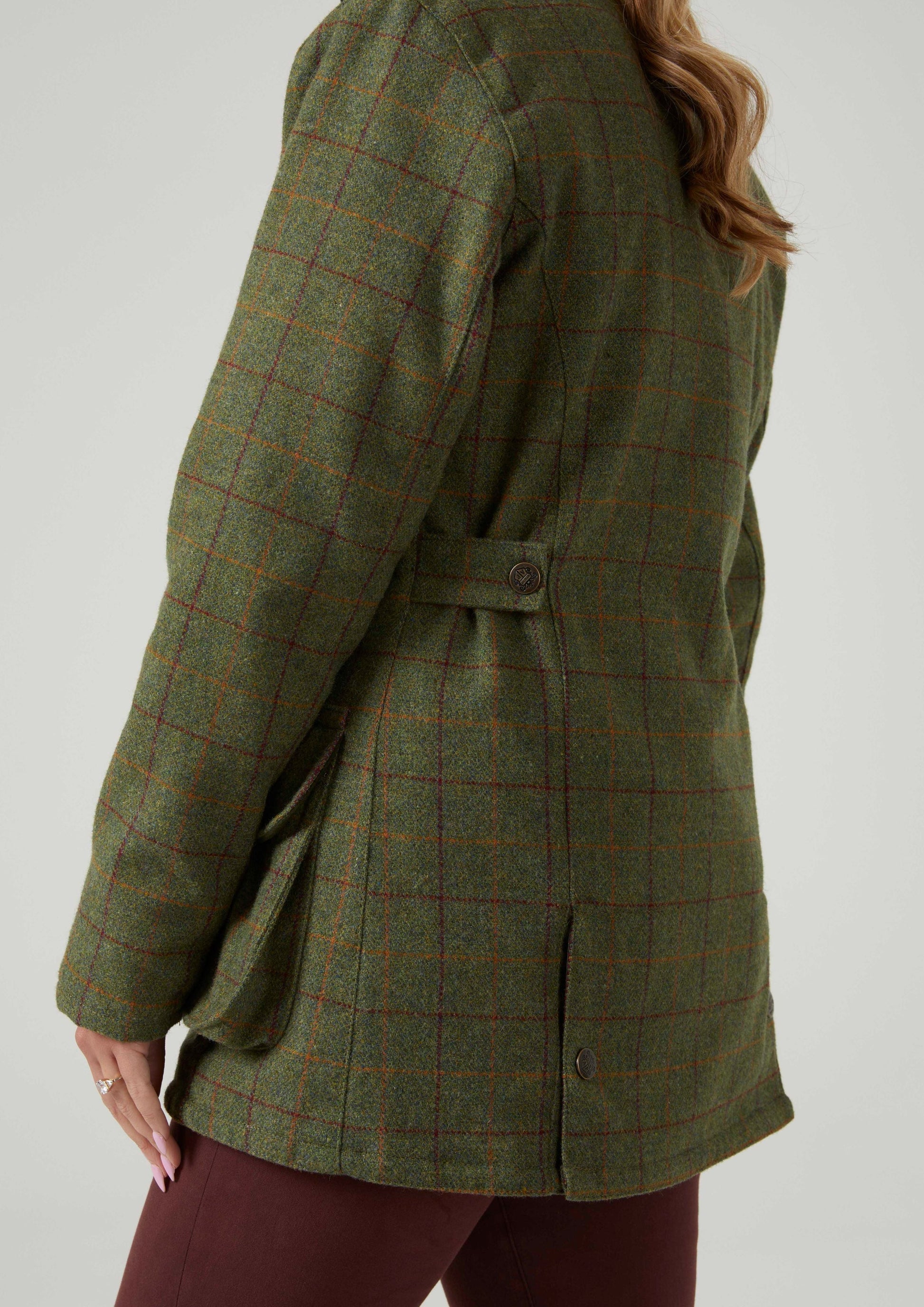 Rutland Ladies Tweed Waterproof Shooting Coat In Pine