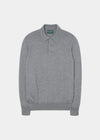 Hindhead Men's Merino Wool Polo Shirt in Light Grey Mix