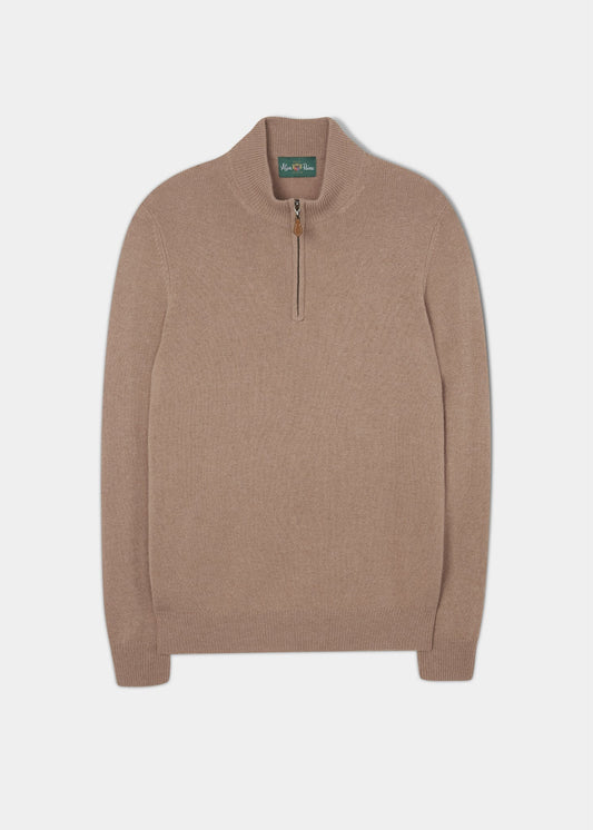 Sutherland Lambswool 1/4 Zip Jumper in Camel
