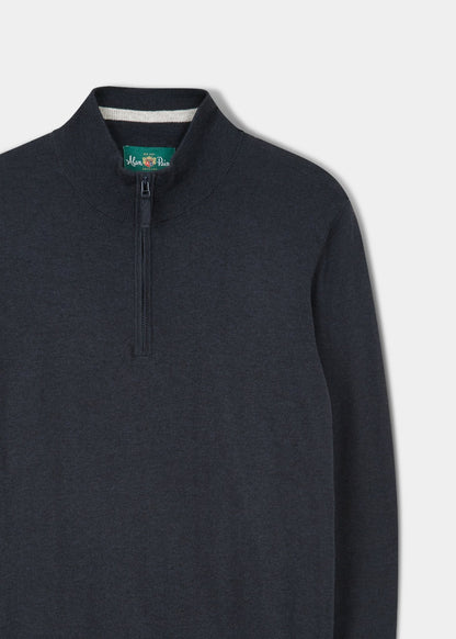 Alan Paine luxury cotton zip jumper in dark navy