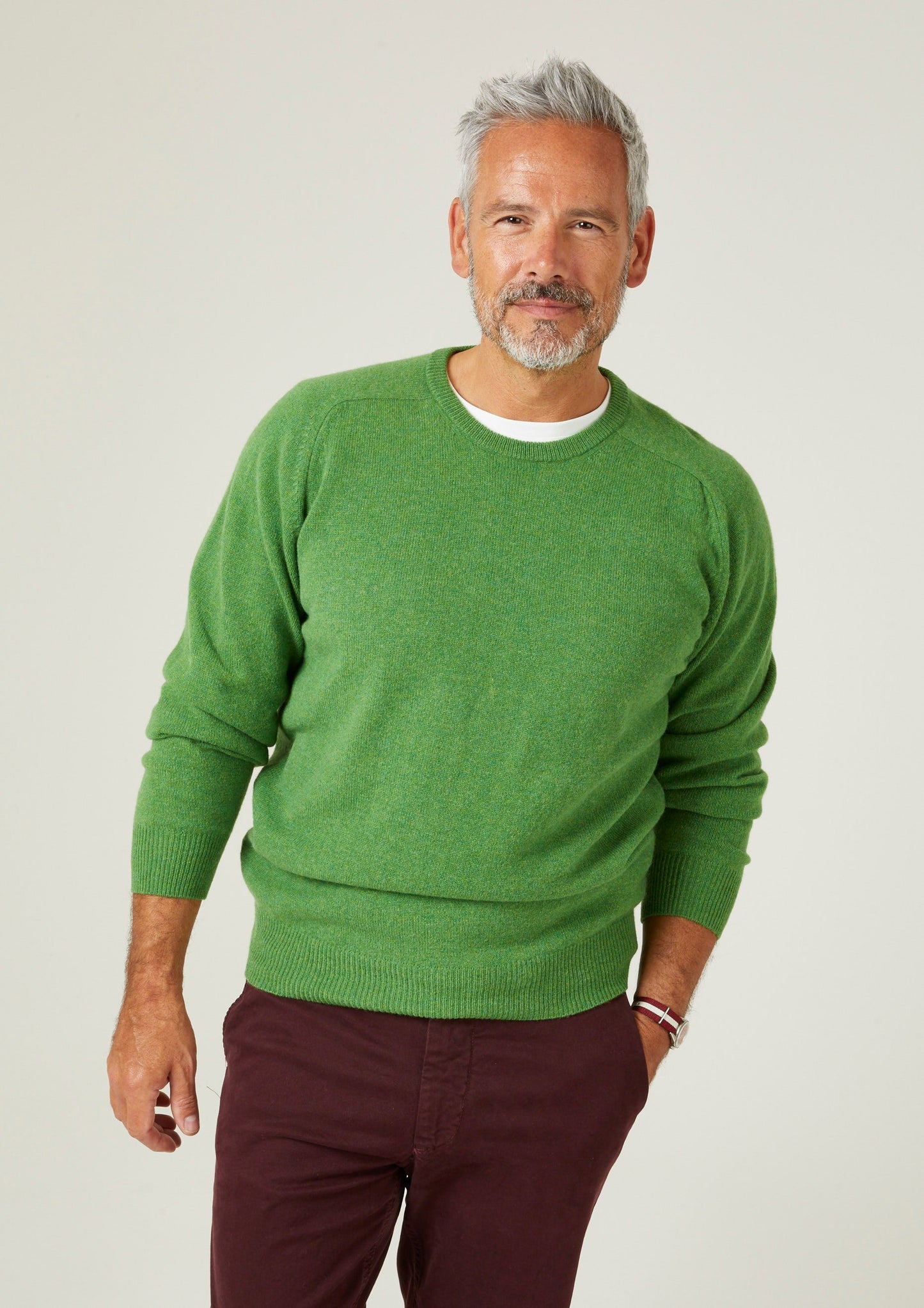 Dorset Men's Lambswool Jumper in Watercress- Classic Fit